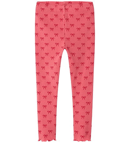 Name It Leggings - Rib - NmfKarinna - Rapture Rose w. Bows