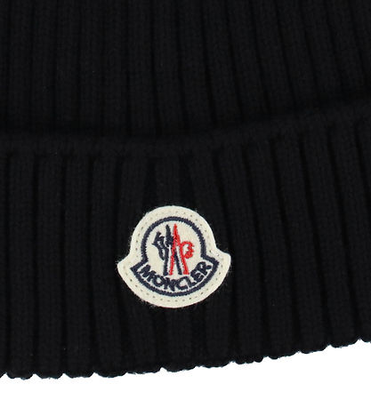 Moncler Beanie - Knitted - Wool - Black