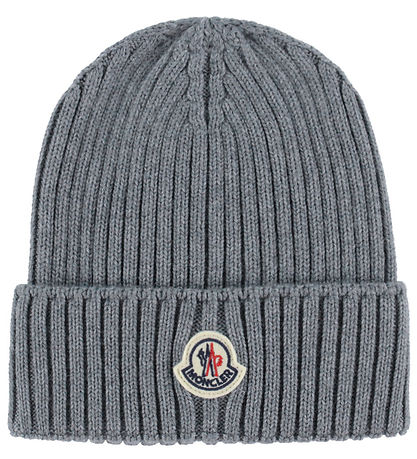 Moncler Beanie - Knitted - Wool - Grey