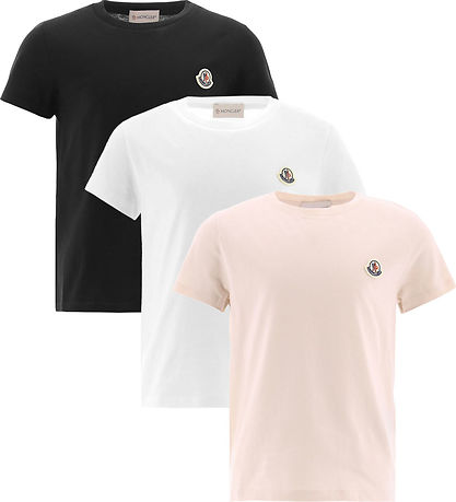 Moncler Stuttermabolur - 3 Pakki - Hvítt/Drapplitað/Svart