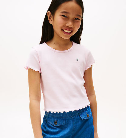 Tommy Hilfiger Stuttermabolur - Rib - Light Pink