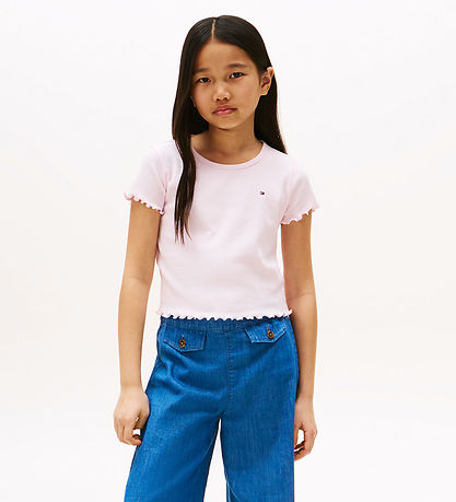 Tommy Hilfiger Stuttermabolur - Rib - Light Pink