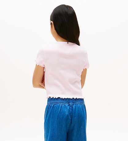 Tommy Hilfiger Stuttermabolur - Rib - Light Pink
