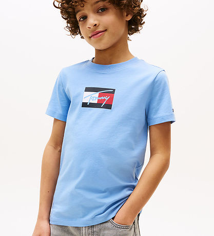 T-Shirt Tommy Hilfiger - Drapeau de script - Cloudy Blue