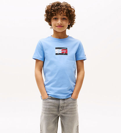 T-Shirt Tommy Hilfiger - Drapeau de script - Cloudy Blue