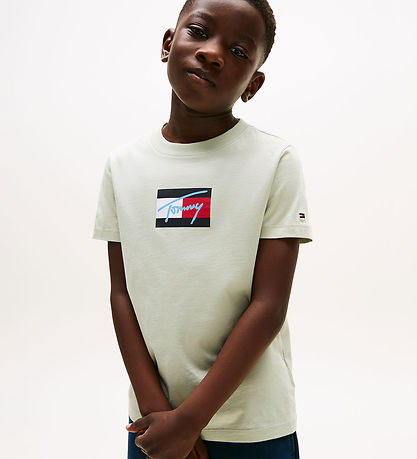 T-Shirt Tommy Hilfiger - Drapeau de script - Misty Sage Green