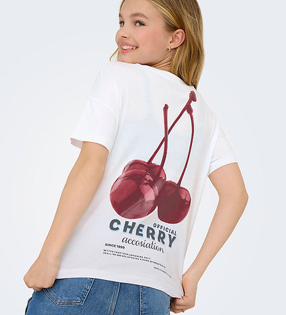 Kids Only T-shirt - cookCarrie - Bright White/Cherry