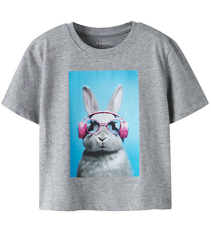 Name It T-Shirt - NmfVotea - Grey Melange/Bunny Head