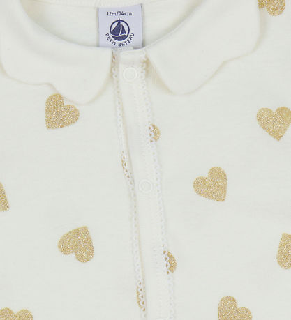 Petit Bateau Náttgalli - Mjólk M. Glitter Hjörtu