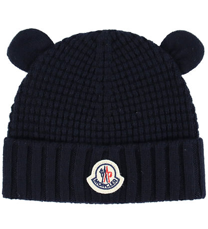 Moncler Beanie - Wool - Knitted w. Ears - Navy