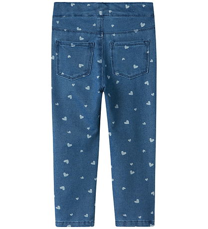 Name It Leggings - Noos - NmfSalli - Medium+ Blue Denim/Hearts