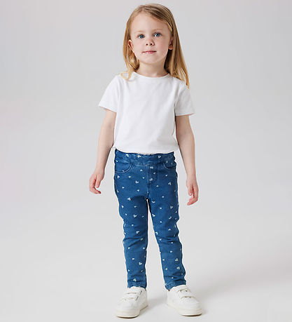 Name It Leggings - Noos - NmfSalli - Medium+ Blue Denim/Hearts