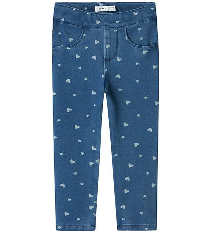 Name It Leggings - Noos - NmfSalli - Medium+ Blue Denim/Hearts