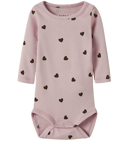 Name It Bodysuit l/s - NbfkHeart - Burnished Lilac w. Hearts