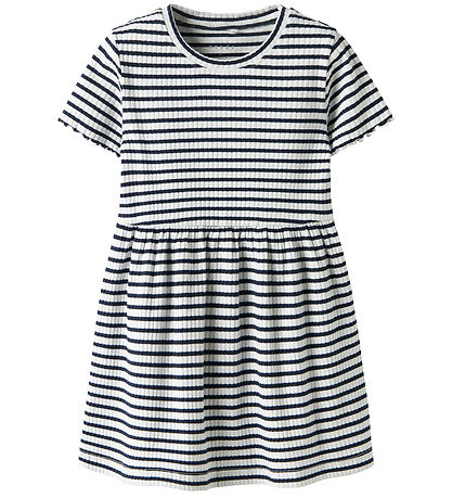 Name It Klänning - Rib - NmfVemma - Bright White/Blue