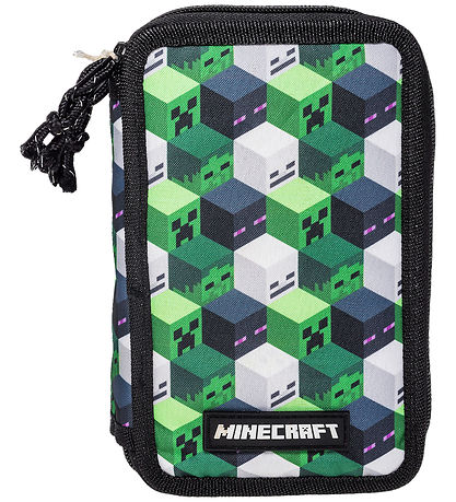 Minecraft Federmäppchen m. Inhalt - Grün/Schwarz