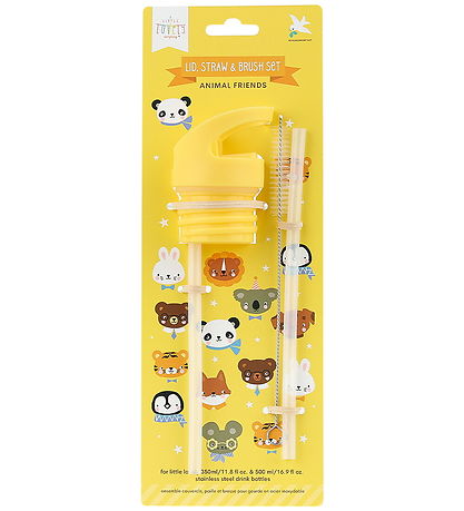 A Little Lovely Company Drinking bottle set - Lid/Straws/Brush