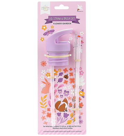 A Little Lovely Company Drinking bottle set - Lid/Straws/Brush