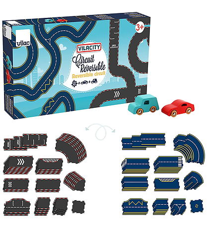 Vilac Car Track - Vilacity Reversible Race Car Track - 42 Parts