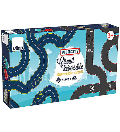 Vilac Car Track - Vilacity Reversible Race Car Track - 42 Parts