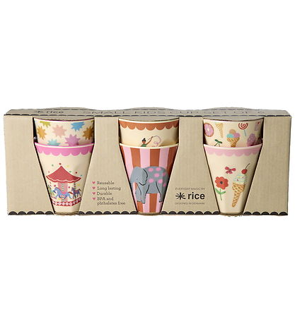 Rice Bollar - Melamín - 6 Stk. - 160 ml - Bleikt Fun Fair