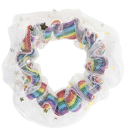 By Stær Scrunchie - Katinka - Wit/Goud/Regenboog