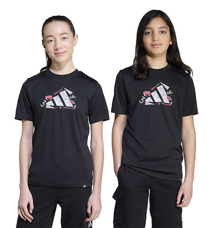 adidas Performance T-paita - J Camo Train - Black