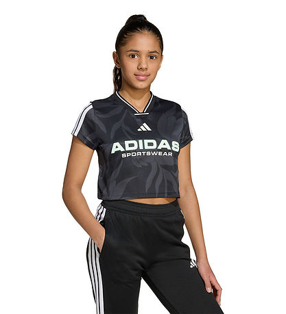 adidas Performance Stuttermabolur - JG HOT CR AOP - Kolefni/Blac