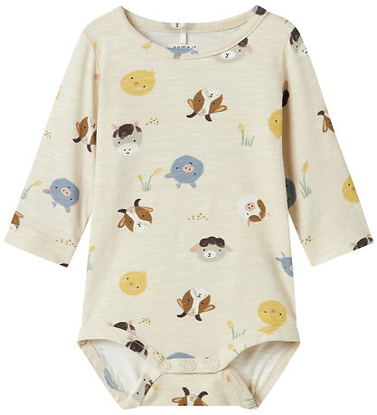 Name It Bodysuit l/s - NbmLarm - Peyote Melange w. Print