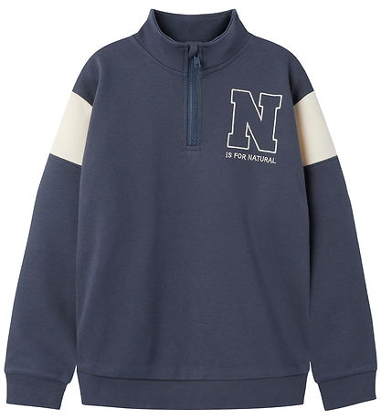 Name It Bluse - NkmDenno - Halbreißverschluss - Ombre Blue m. Pr