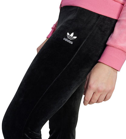 adidas Originals Velourbyxor - Svart/Vit m. Logo