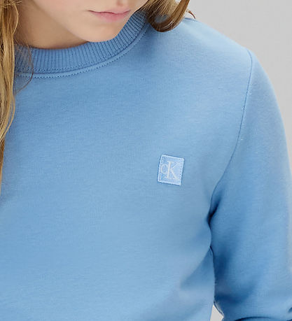 Calvin Klein Peysa - Mono Mini Merki - Fölblár gallabuxnalitur