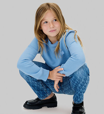 Calvin Klein Peysa - Mono Mini Merki - Fölblár gallabuxnalitur