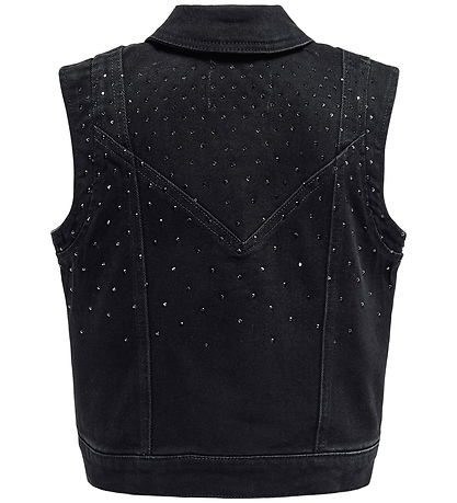 Kids Only Denim Vest - KogKennedy - Washed Black/Rhinestone