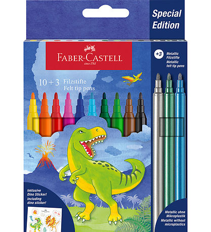 Faber-Castell Tússlitir - 10+3 Stk. - Risaeðla - Málmlitað