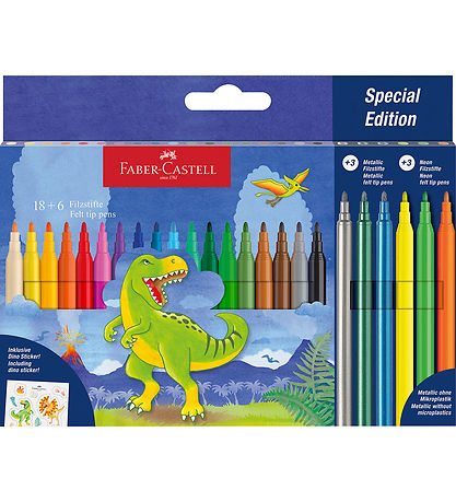 Faber-Castell Markers - 18+3 Metallic + 3 Neon - Dinosaur