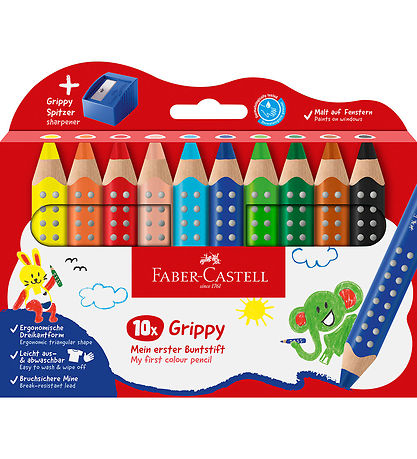 Faber-Castell Trélitir - XXL Risastór Grip + Tappar - 10 Stk.