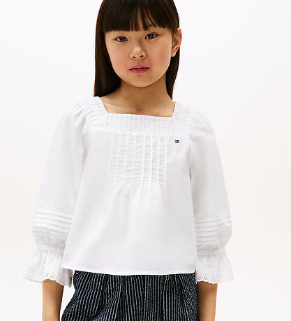 Tommy Hilfiger Skyrta - Útsaumurinn Enska - White