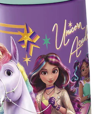 Unicorn Academy Vatnsflaska - 410 ml. - Fjólublátt/Myntugrænt