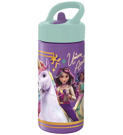 Unicorn Academy Vatnsflaska - 410 ml. - Fjólublátt/Myntugrænt