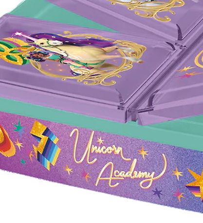Unicorn Academy Nestisbox - 3 Rum - Myntugrænt/Fjólublátt