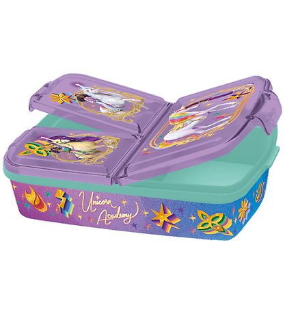 Unicorn Academy Nestisbox - 3 Rum - Myntugrænt/Fjólublátt