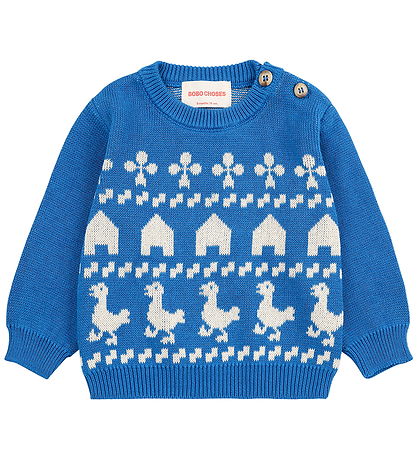 Bobo Choses Bluse - Strick - Farm Jaquard - Blau