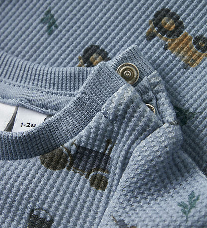 Name It Bodysuit l/s - Waffle Fabric - NbmLactor - Dusty Blue w.