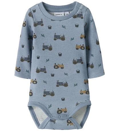 Name It Bodysuit l/s - Waffle Fabric - NbmLactor - Dusty Blue w.