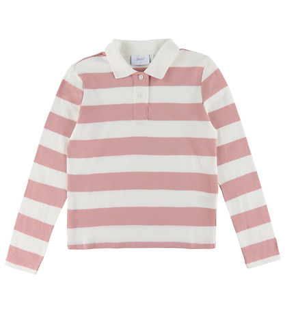 Grunt Poloshirt - GrAnte - Dusty Rose/Wit Gestreept
