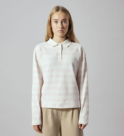 LMTD Pólóblússa - NlfKliva - Crystal Bleikt/White Röndótt