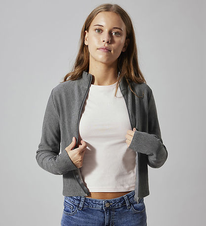 LMTD Cardigan - NlfLonja - Mörkgråmelerad