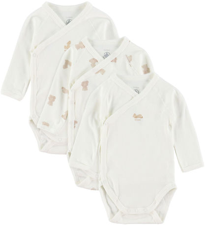Petit Bateau Yo Bodysuit l/s - 3- pack - White