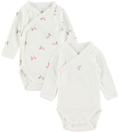 Petit Bateau Wrap Bodysuit l/s - 5-Pack - White/Pink